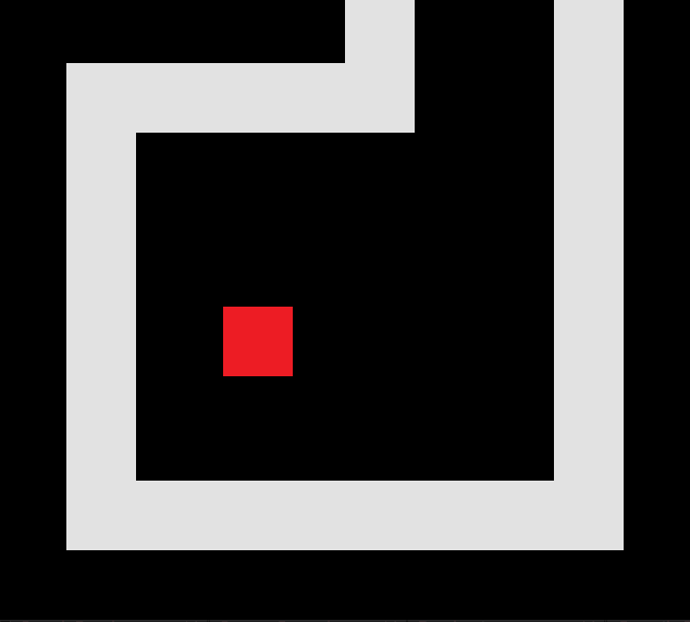 a red box moving around in a black void