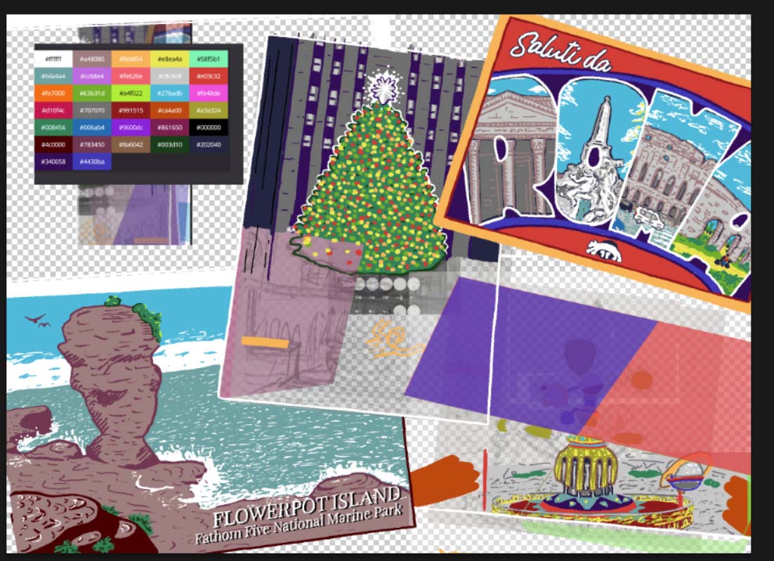 A work-in-progress of the 2024 Holiday Card depicted above.